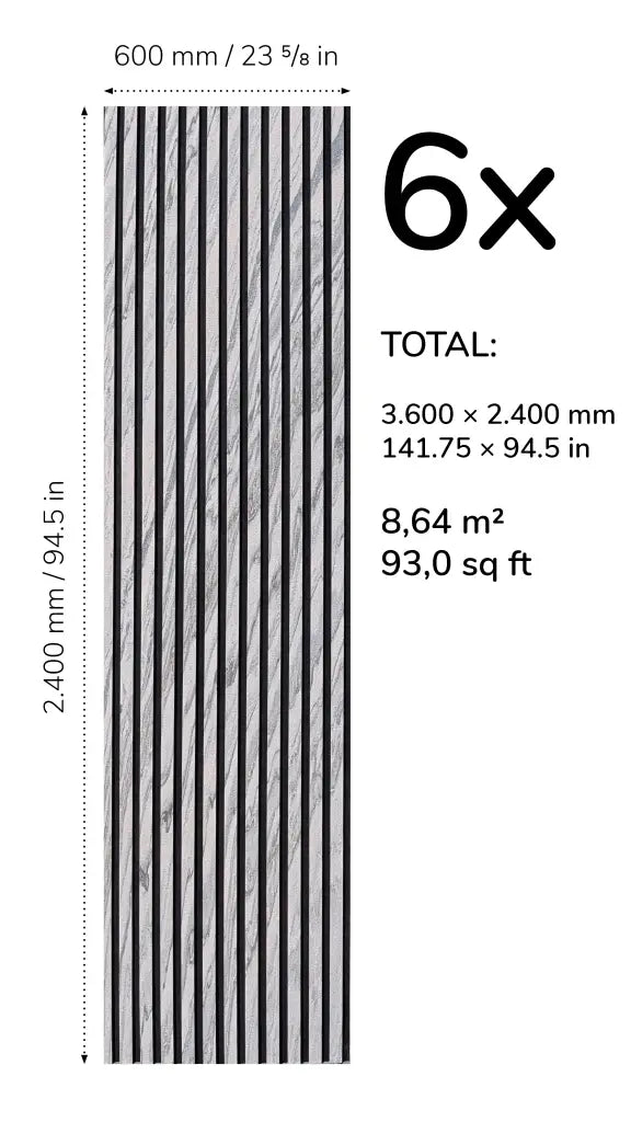 Slate-Lite Akustikpaneel Arctic White 240x60 6er Set