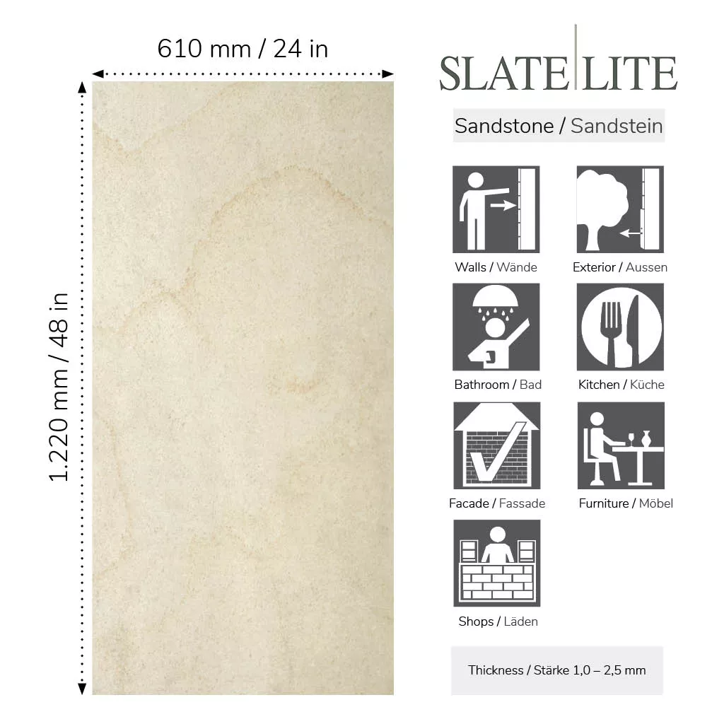 Slate-Lite Clear White Stripe 122x61
